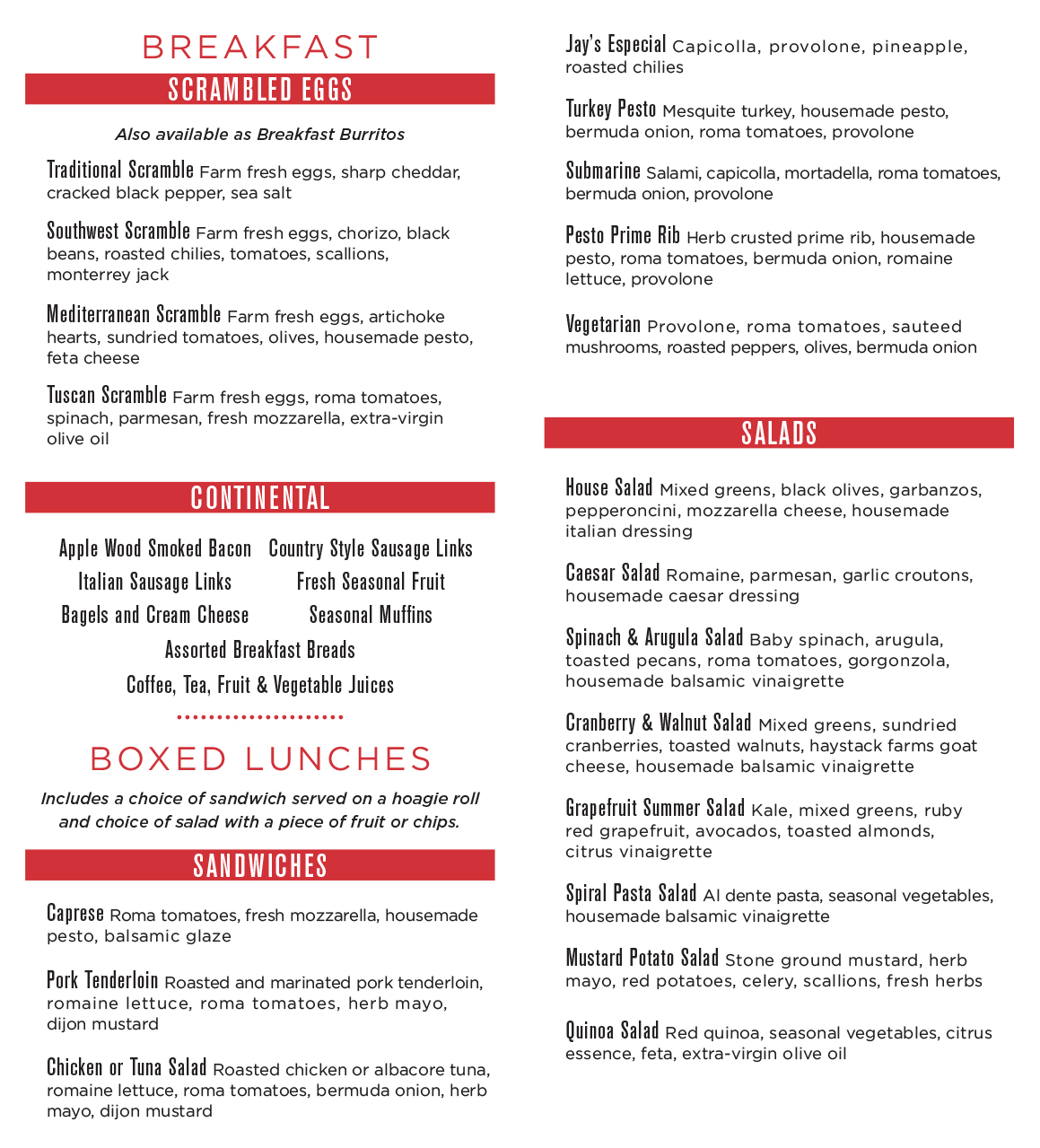 Boulder Catering Menu